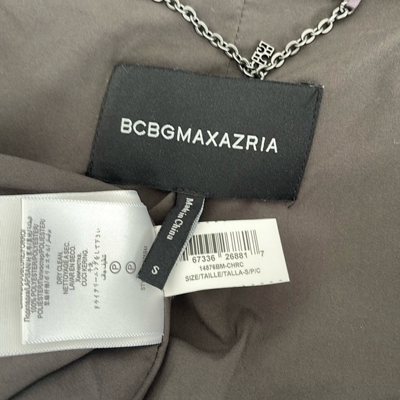 BCBGMAXAZRIA Charcoal Faux Fur Hooded Coat Size S - Picture 11 of 13